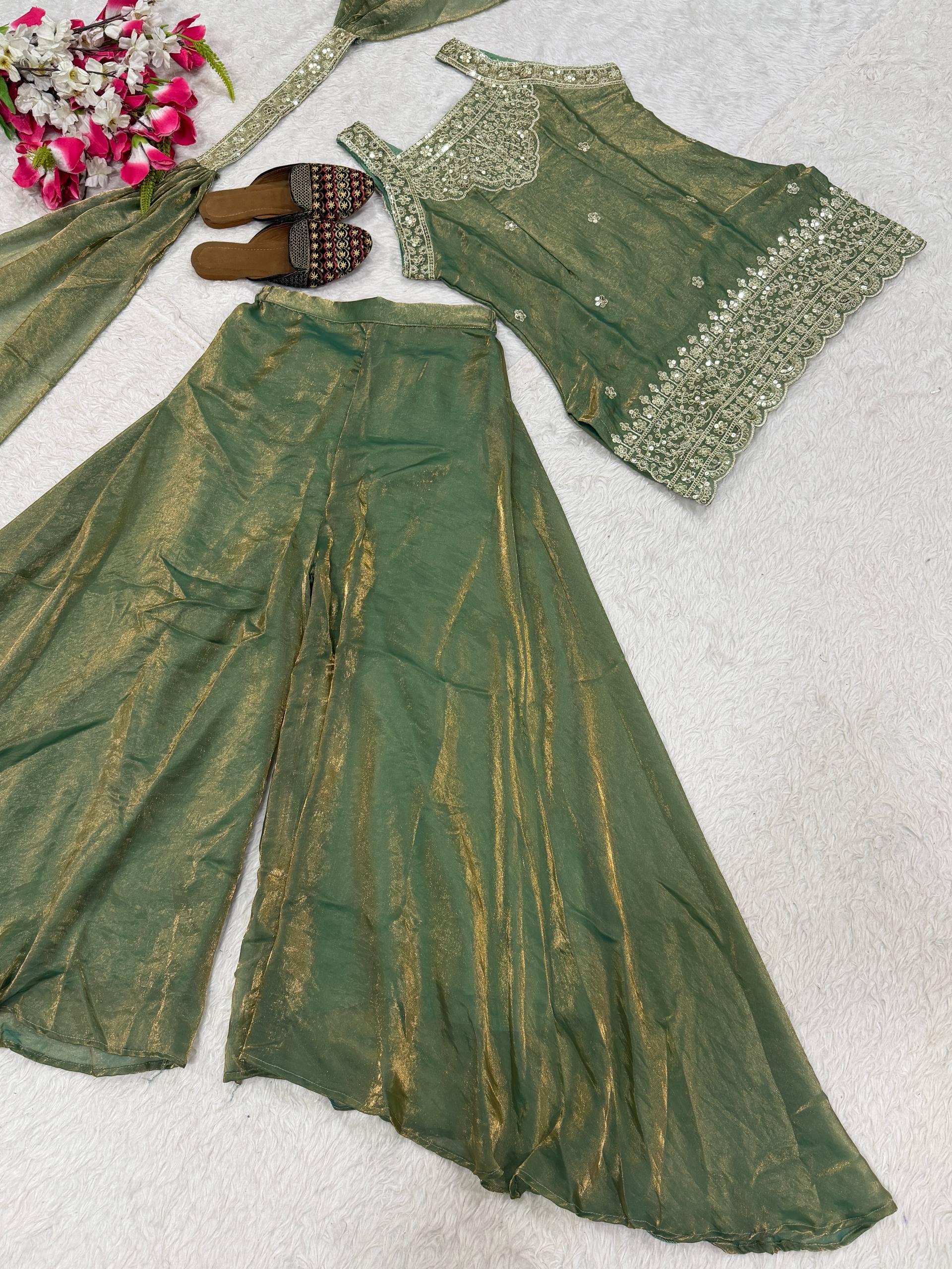 Radiant Flamingo Iridescent Palazzo Set